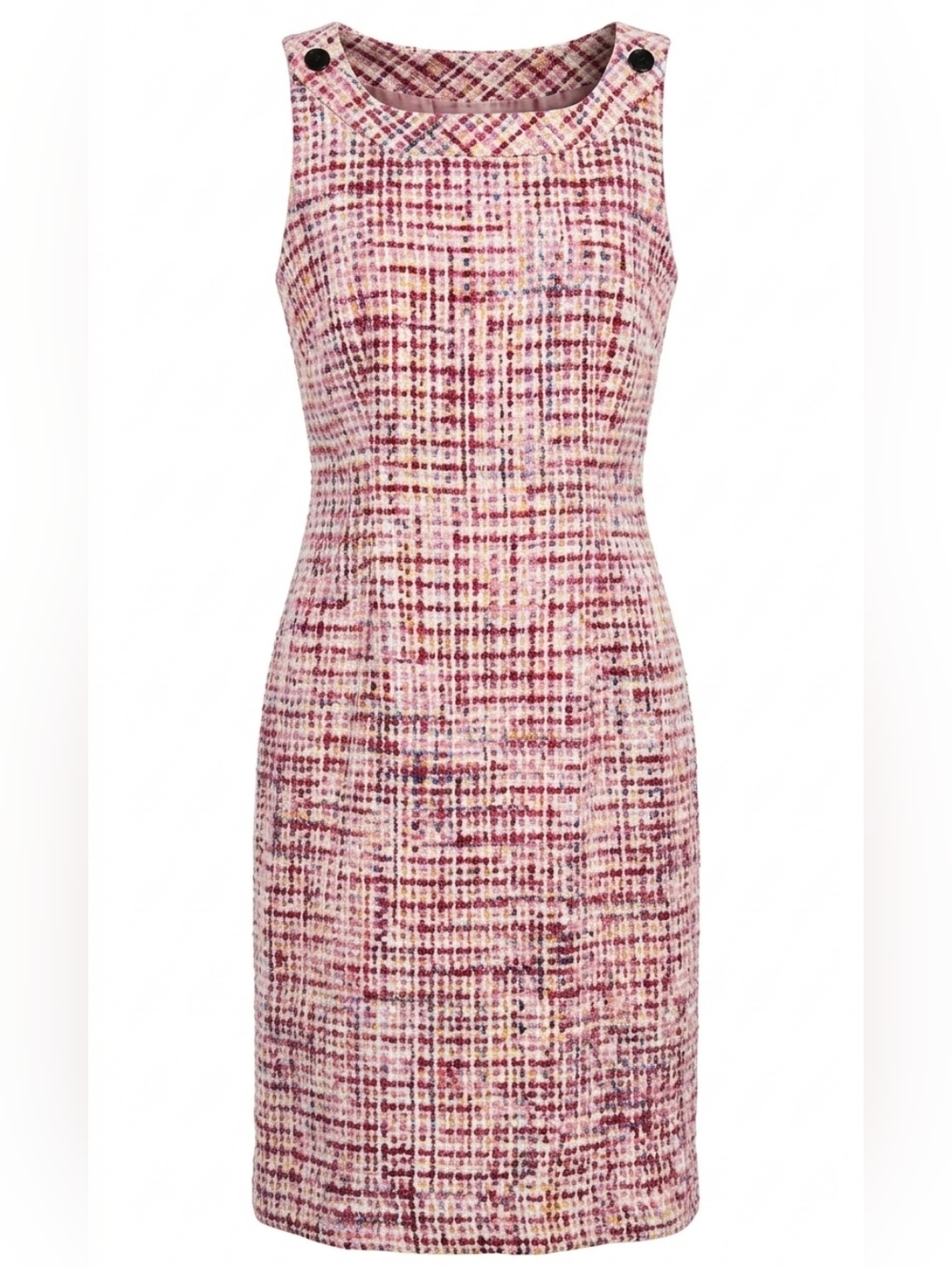 RSVP Talbots Ribbon Tweed Shift Dress Sleeveless Pink 8 Modern Classic Preppy
